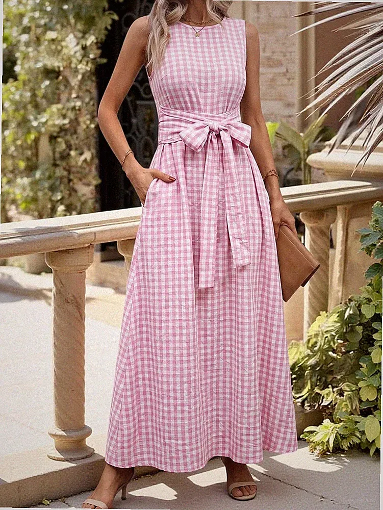Damen A Linien Kleid mit Blatt Muster für Strandpartys