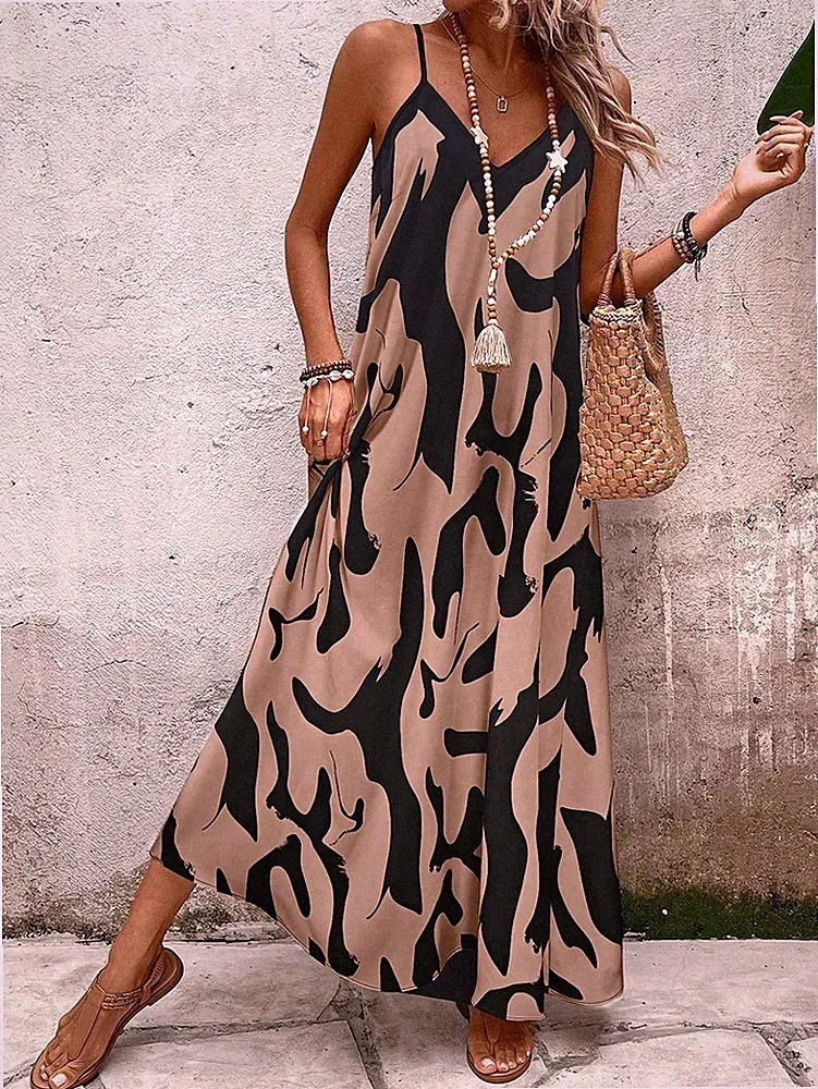 Damen A Linien Kleid mit Blumenmuster für den Urlaub
