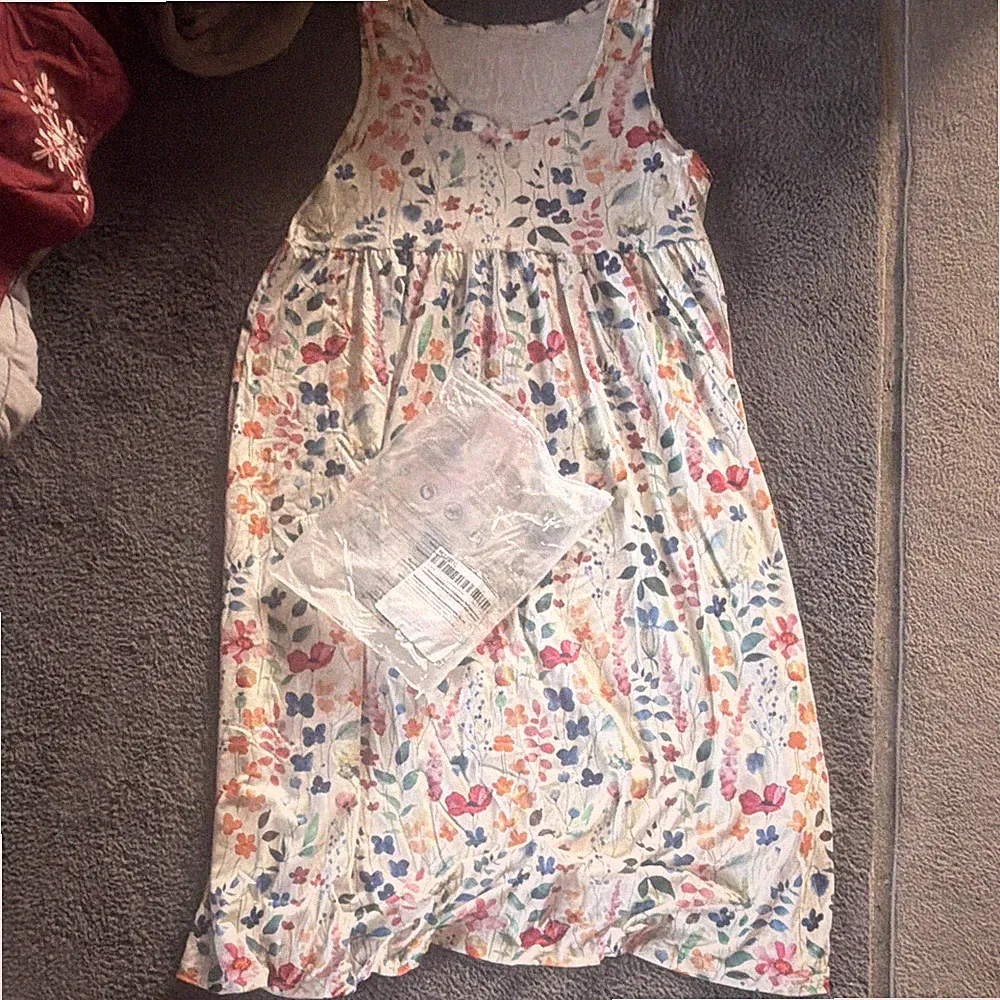 Damen A-Linien Midikleid Mehrfarbig XXL Blumenmuster ärmellos Rundhals M773XXL