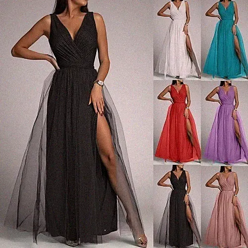 Damen Abendkleid Lange Partykleid Cocktailkleid Brautjungfer Ballkleider DE