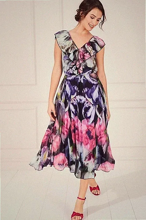 Damen Blumenkleid Midi hinten offen Damenkleider Größen 10 12 von Kaleidoscope