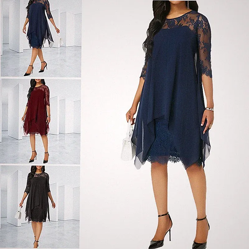 Damen Chiffon-Kleid: Sommerkleid, Abendkleid & Midi-Cocktailkleid