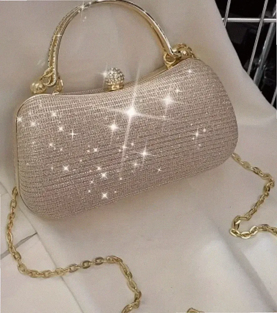 Damen Clutch mit Strass Henkel Abend Clutch ideal für Partys und Veranstaltungen