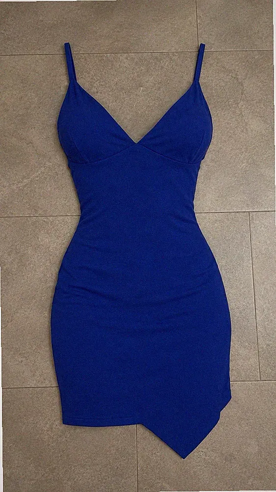 Damen Cocktailkleid Marine-Blau Geschlitzt, XS/S