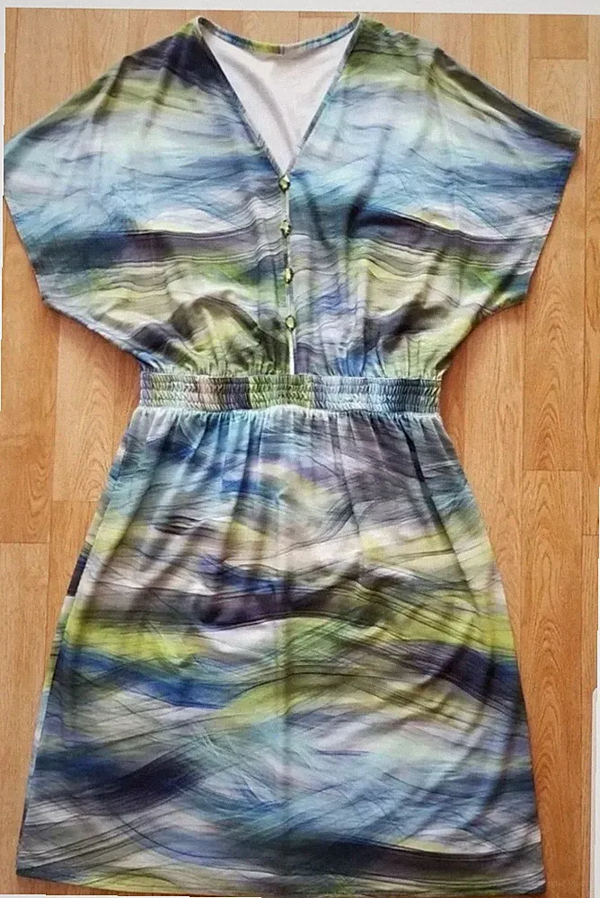 Damen Elegantekleid Sommerkleid Leicht Kleid Mit Knopf Gr. M 38/40