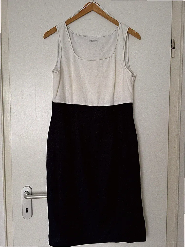 Damen Etuikleid Cocktailkleid Weiß Blau Gr. 38 C&A Gebraucht Guter Zustand