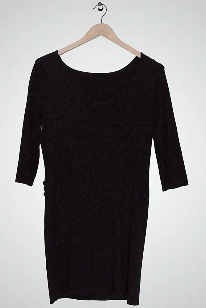 Damen Etuikleid Schwarz Gr. M 38 Strass Elegant 3/4 Arm Stretch