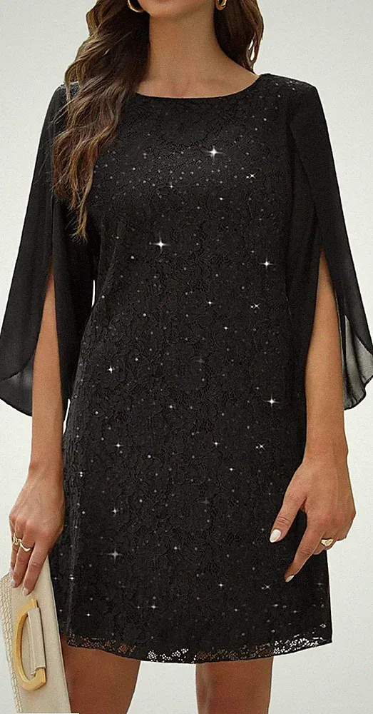 Damen Formales Kleid Hochzeitsgäste Cocktail Spitze Pailletten Kleider
