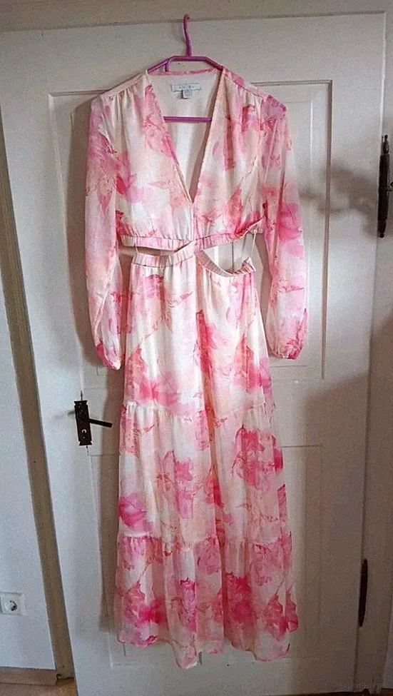 Damen Frauen Mädchen Kleid Amisu Gr 34 Blumen Sommer Bauchfrei Ärmel Hingucker