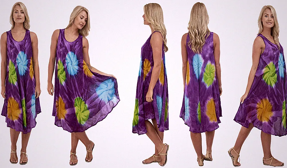 Damen Frauen Übergröße ärmellos Batik Strand Sommer Sommerkleid für Größe 12-24
