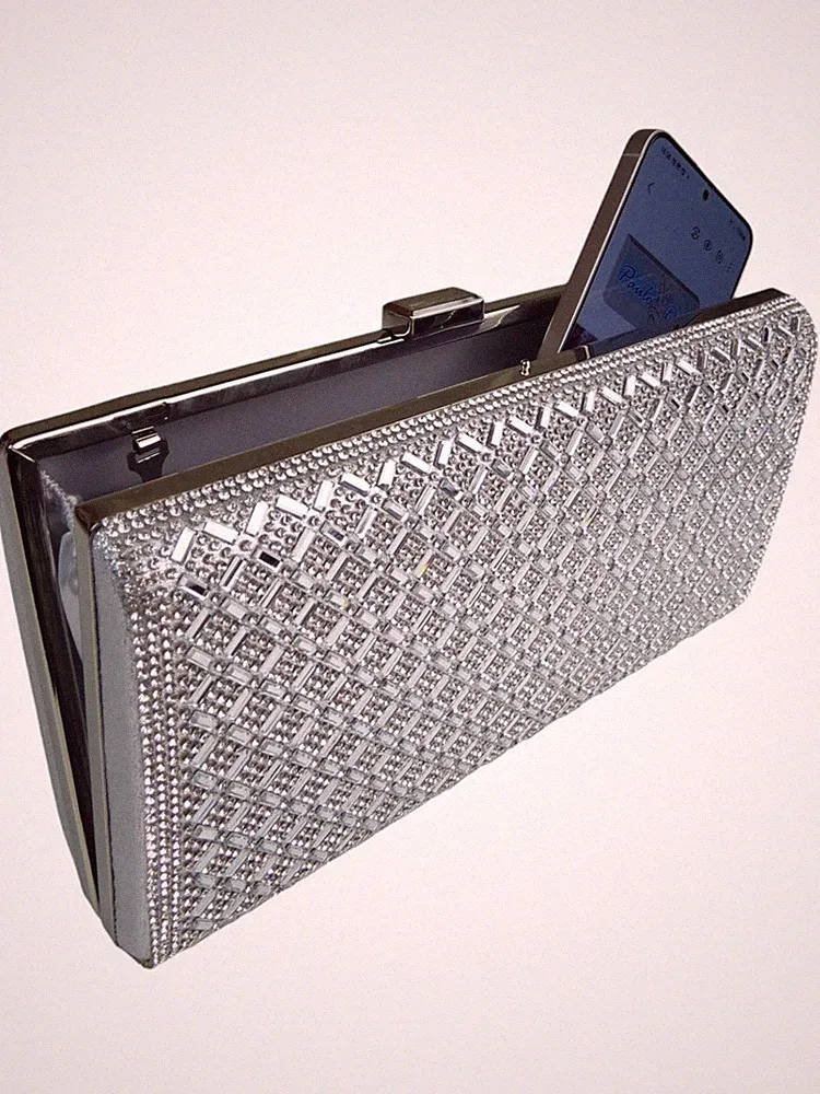 Damen Glänzende Strass Clutch Tasche Abend Party Hochzeit Gast oder Abschlussball Tasche
