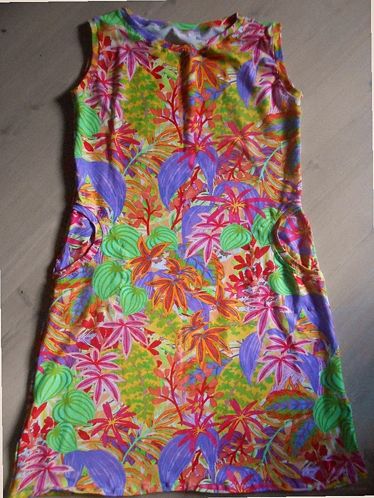 Damen Jersey Sommer Kleid, Hand Made, Gr. 38-40 Urlaubskleid m. Taschen