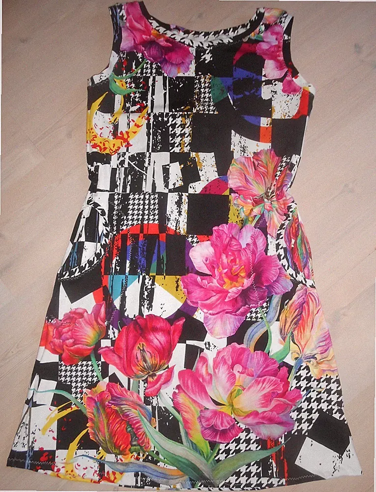 Damen Jersey Sommer Kleid, Hand Made, Gr. 40-42 Urlaubskleid m. Taschen