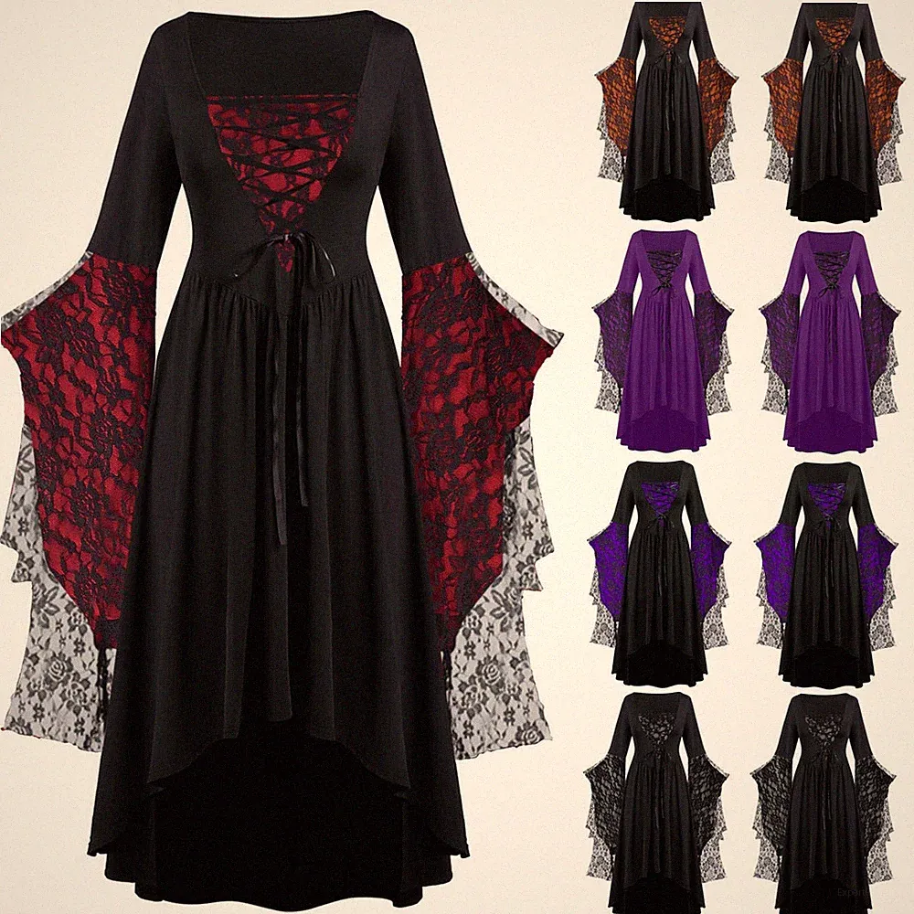 Damen Karneval Mittelalter Cosplay Hexe Vampir Weihnachten Gothic Kleid Kostüm