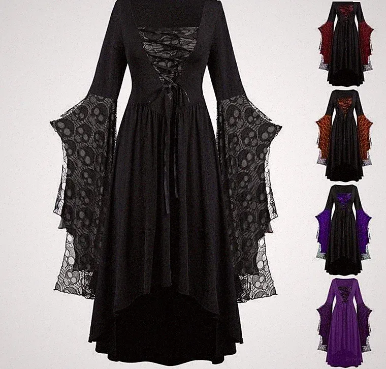 Damen Karneval Mittelalter Hexe Vampir Weihnachten Gothic Kleid Kostüm Cosplay