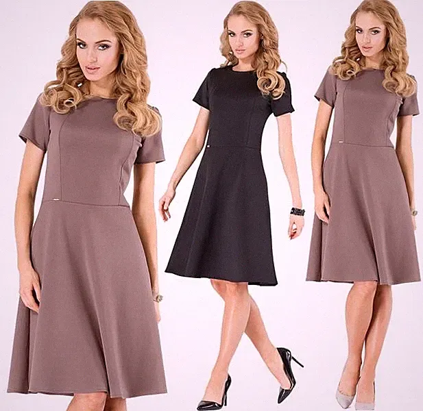 Damen Kleid A-Form Kurzarm