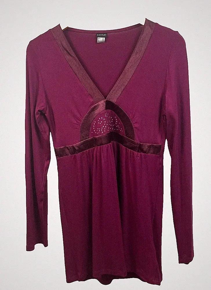 Damen Kleid A-Linie Beere 36/38 BODYFLYRT mit Satinband und Strasssteine Neu