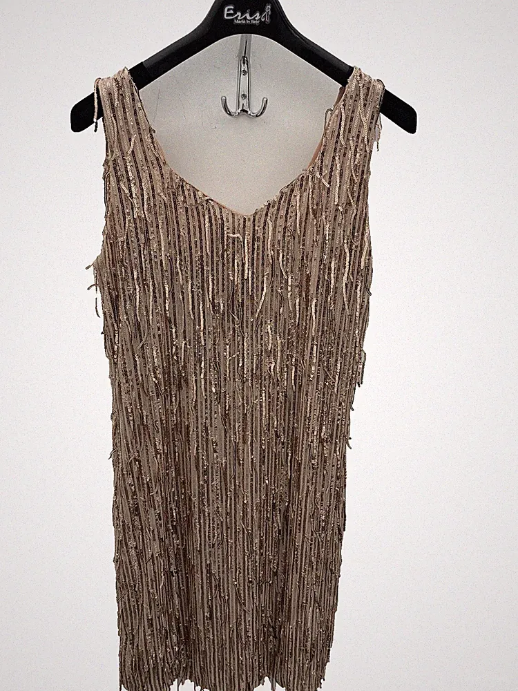 Damen Kleid Ärmellos Mit Pailletten Puderrosa