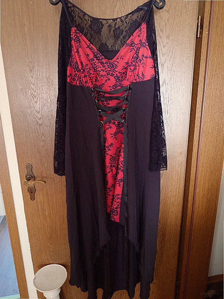 Damen Kleid Asymmetrisch Fasching Halloween Gothic Größe 1xl Neu Ohne Etikett