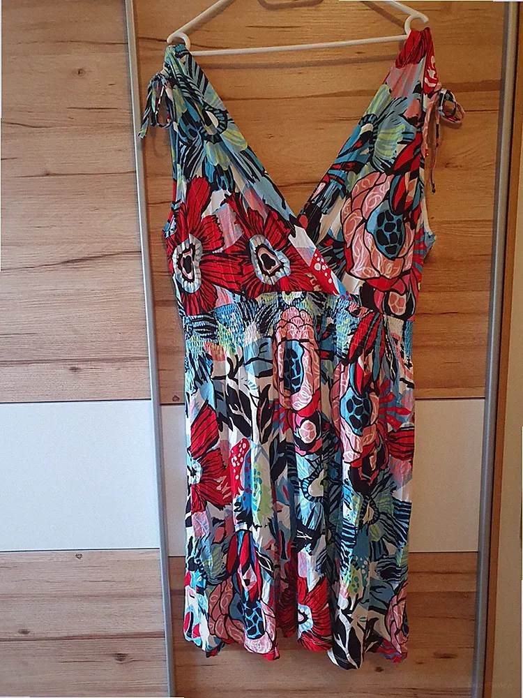 Damen Kleid Bunt Gemustert Gr. 48
