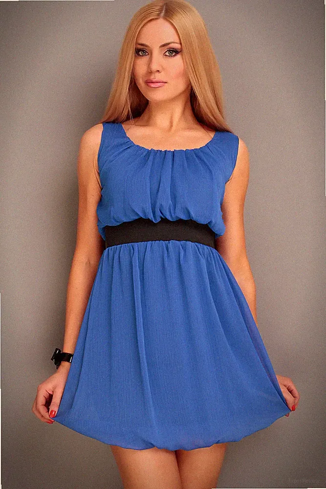 Damen Kleid Chiffon blau Gr. 34 36 Neu
