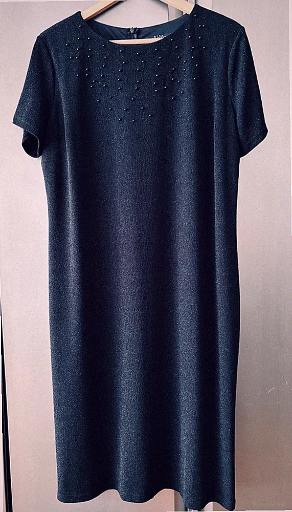 Damen Kleid Cocktailkleid Das Kleine Schwarze Glitzer Perlenstickerei Gr. 44