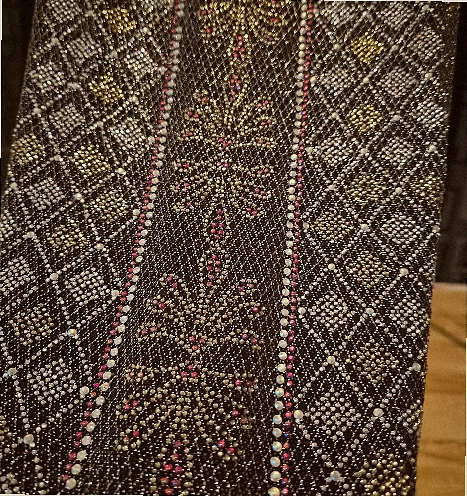 Damen Kleid Cocktailkleid Langarm elegant Gr XS neu mit Rautenmuster Glitzer