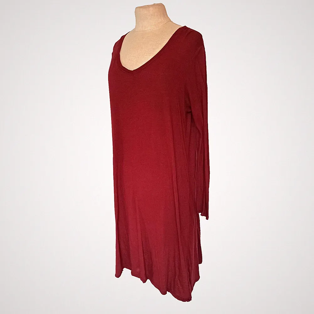 Damen Kleid Fließend Bordeaux 💙 Stretch Jersey Rot N284D Größe 36,38,40,42,S,M