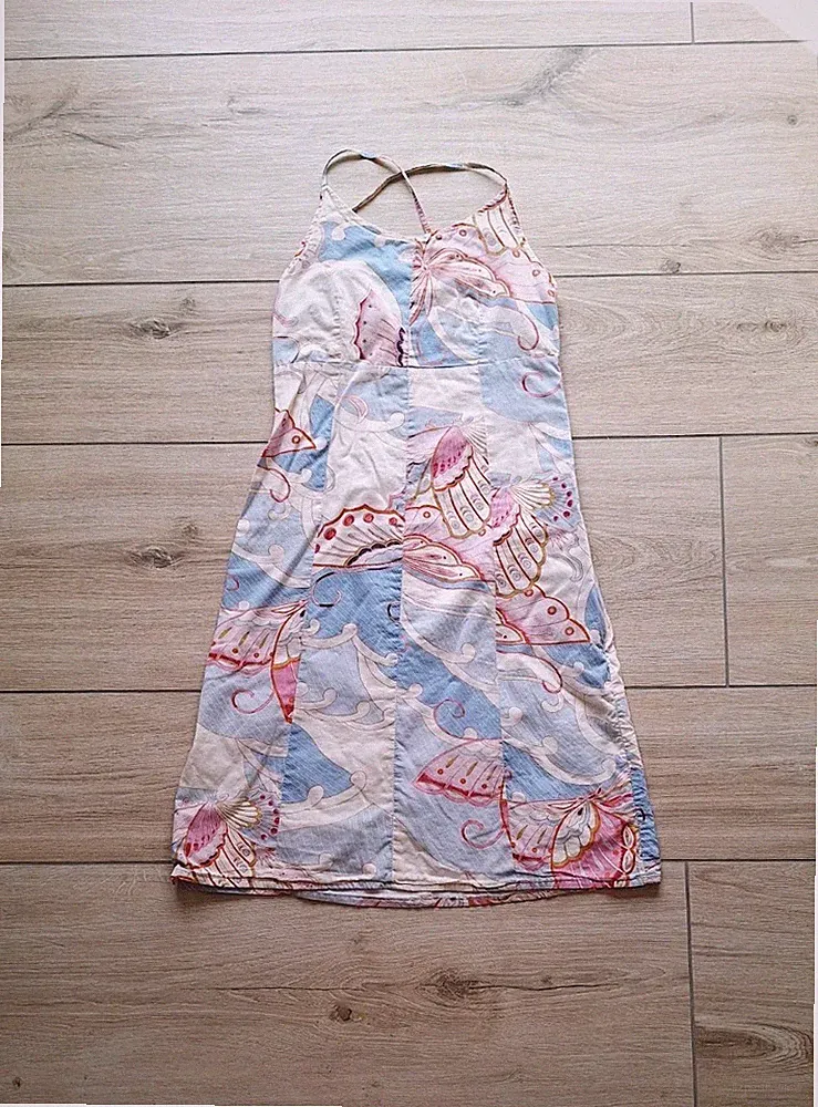 Damen Kleid Gr. 34 mit Blumen Schmetterlinge von Blendshe ~ Sommer A-Linie bunt