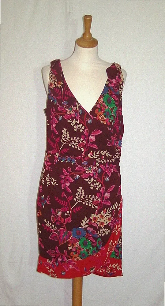 Damen-Kleid Gr. L, Mango, ärmellos, braun mit Blumen