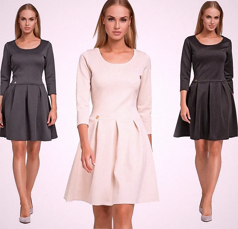 Damen Kleid Klassisches Minikleid Glockenform Gr. 36 38 40, M251