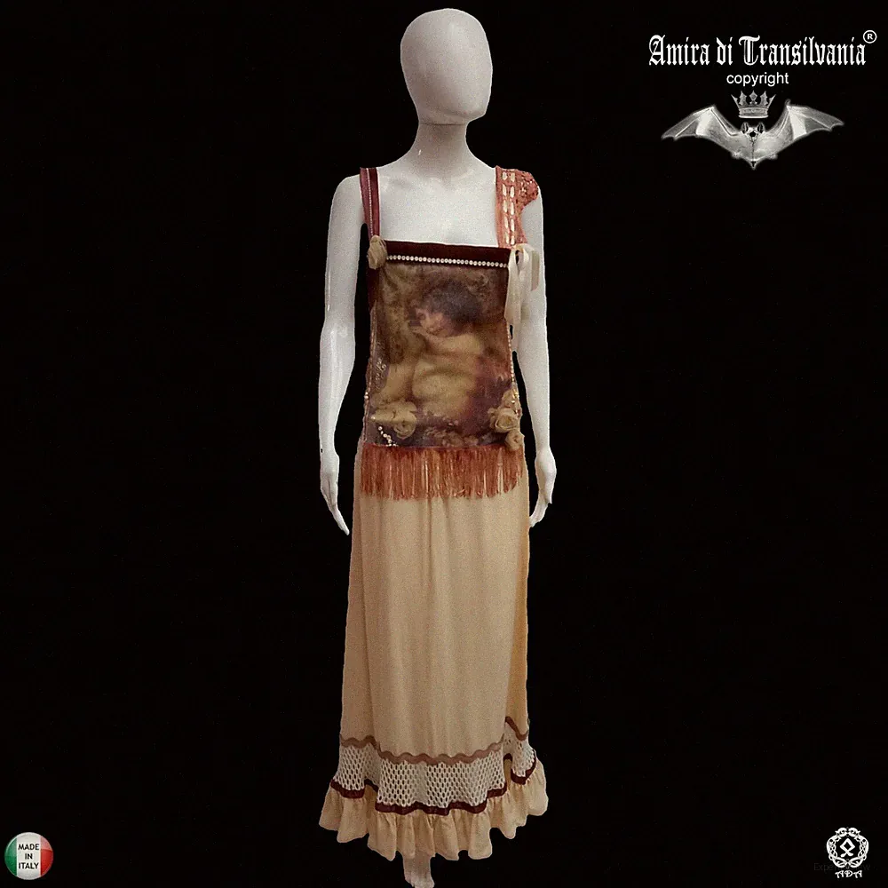 Damen Kleid Kleid Charleston Romantisch Beige Bestickt Blumen Fransen Spitze Tüll