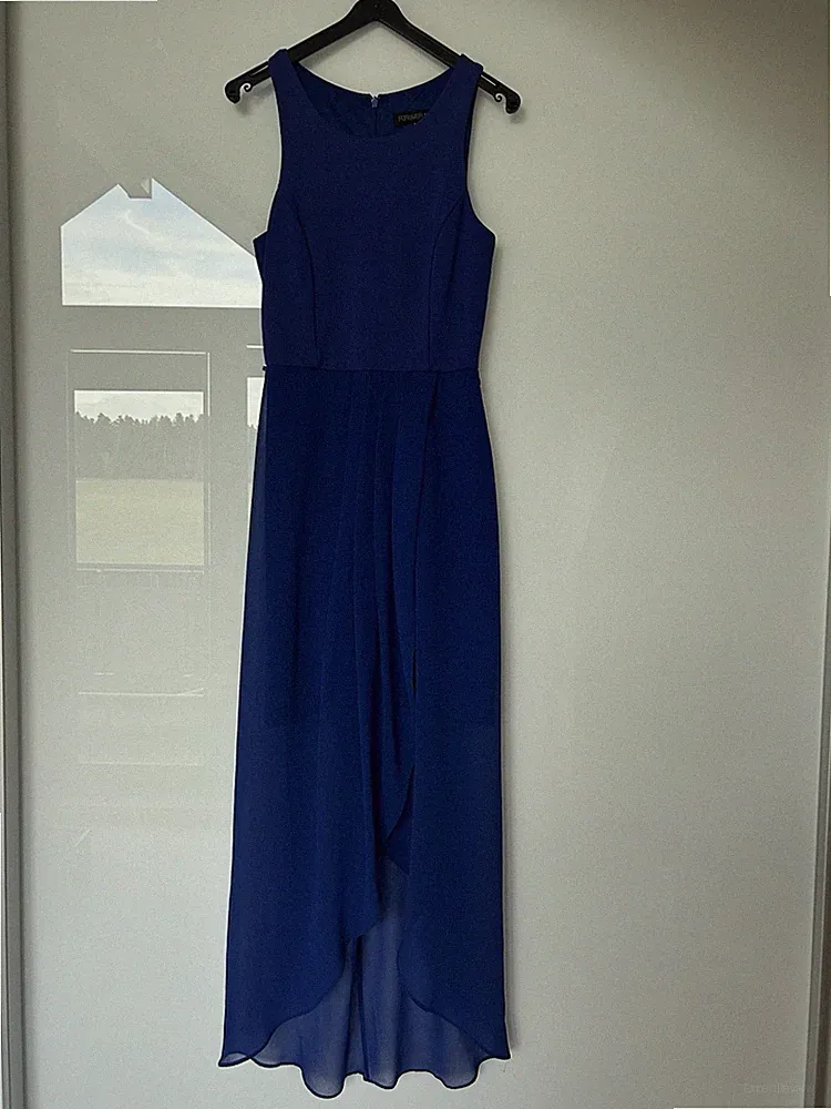 Damen Kleid Königsblau Gr. 34 Lang Transparentes Überkleid Forever You