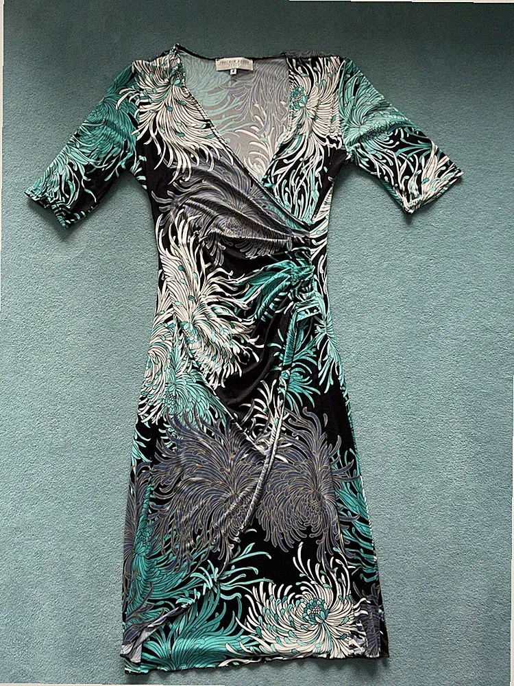 Damen Kleid, Kofferkleid, von Joachim Bosse, Größe 38, Farbe Türkis schwarz Weiß