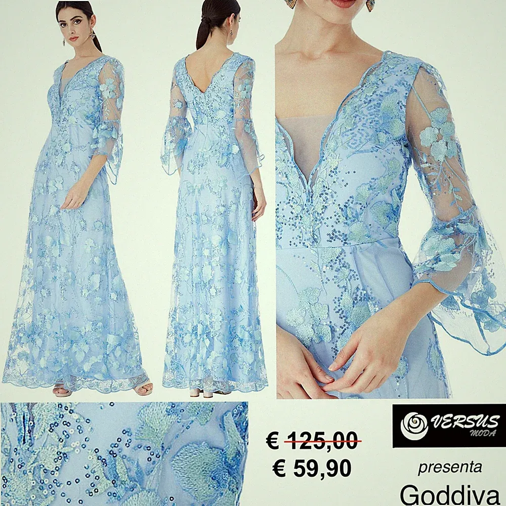 Damen Kleid Langes Kleid Bestickt Zeremonie Goddiva Maxikleid CG-DR1418 AZ