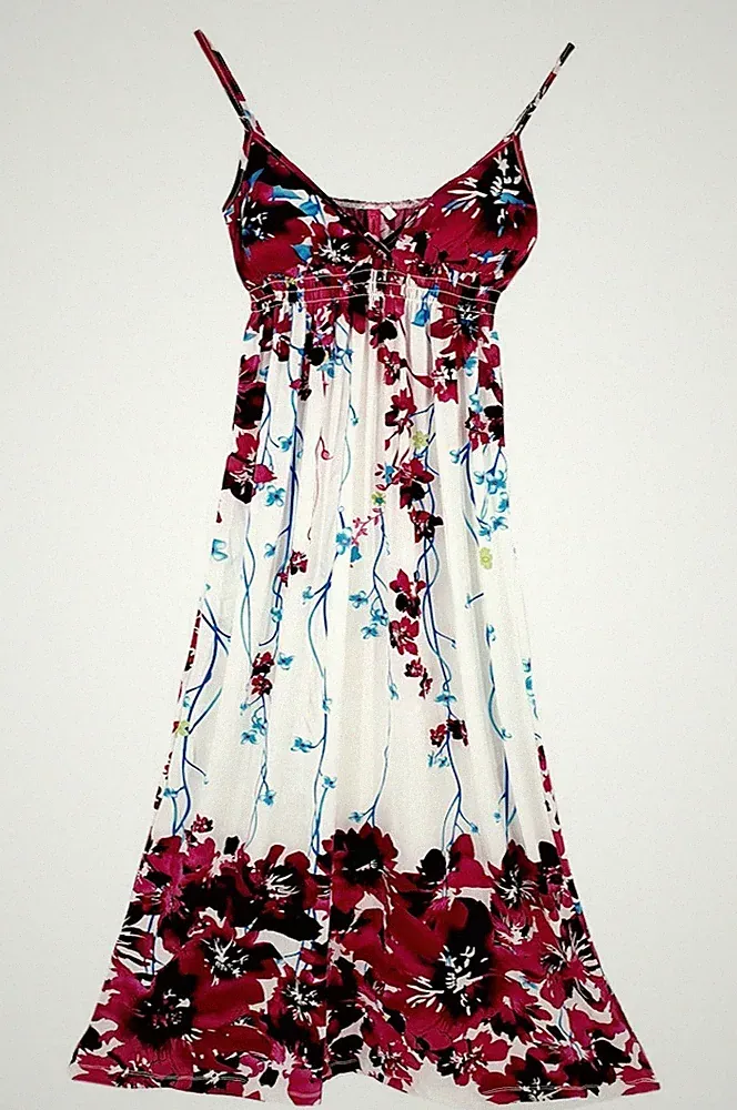 Damen KLEID Maxikleid Trägerkleid lang Sommerkleid Größe L 40 42 fuchsia NEU K80