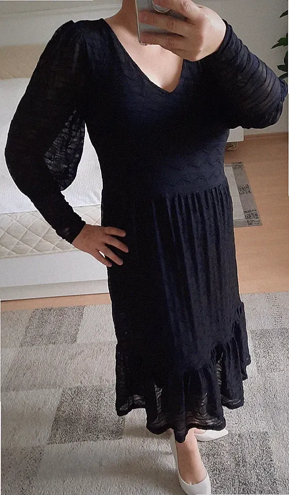Damen Kleid 👗 Neu Zalando von CREAM Gr. 36 38 S Schwarz Midi-Länge