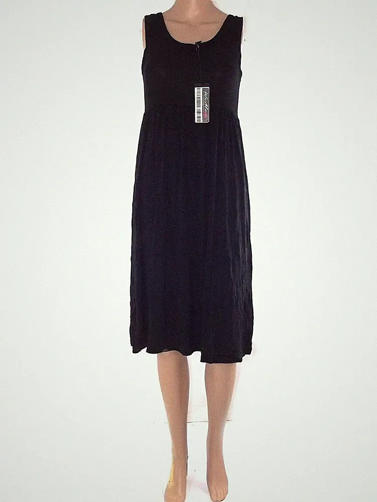 Damen Kleid Schwarz Knielang Made Italy Einheitsgröße One Size A-Linie...