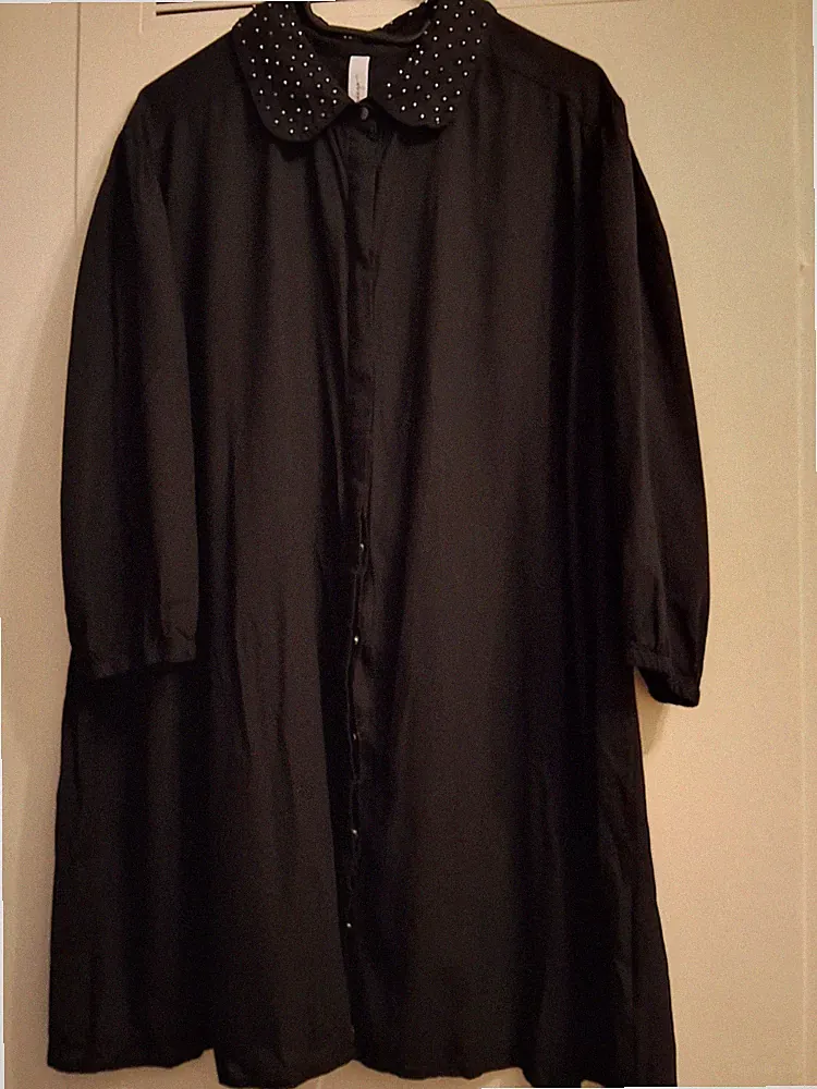Damen Kleid Sheego Schwarz Sommer A-Linie Gr 52 Leicht Transparent Midi Dünn