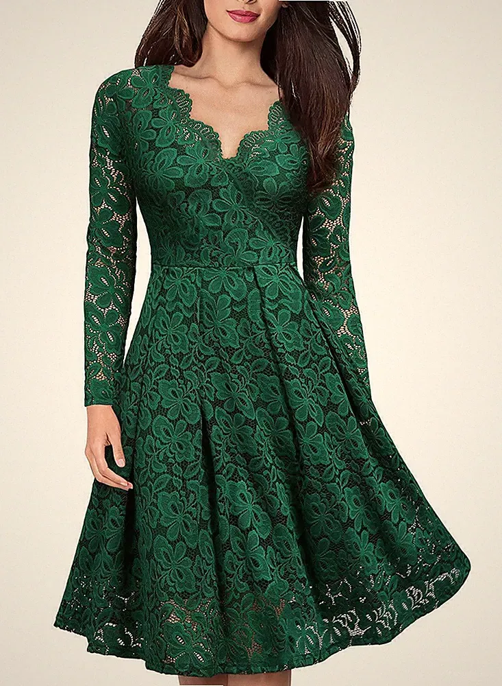 Damen Kleid Spitze Abend Festlich Kurz Etuikleid Party Cocktailkleid