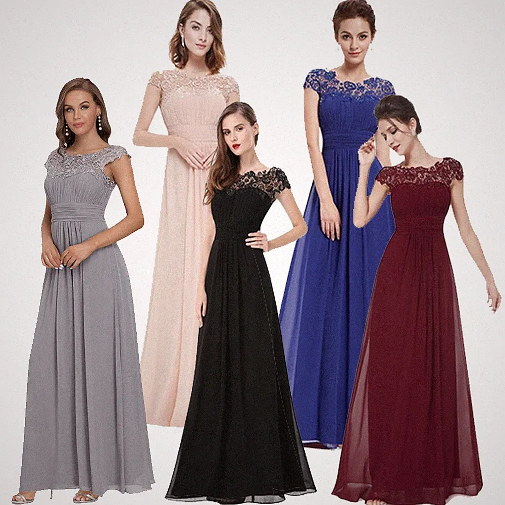 Damen Kleider Brautjungfer Hochzeit Cocktailkleid Langes Abendkleid Partykleid