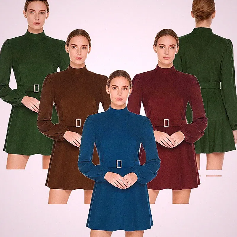 Damen Kleider Lässig Tanzbekleidung Langarm Kleid Täglich Stehkragen Geburtstag