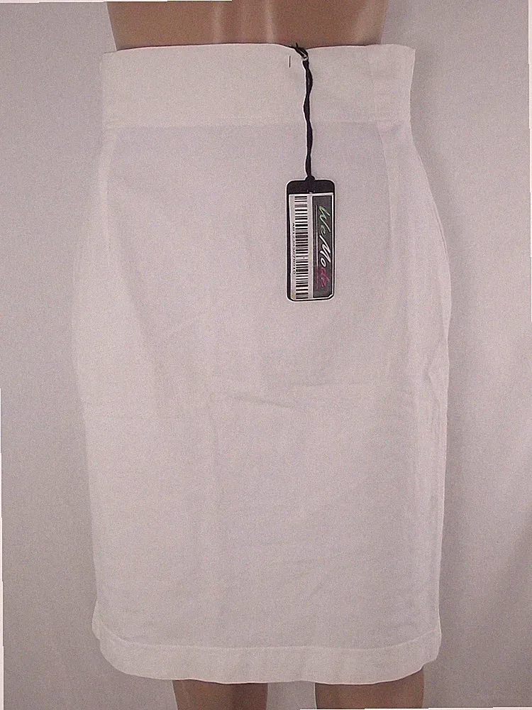 Damen Kurzer Rock Weiß Größe 48 High Waist Gerade Tailliert Etuikleid