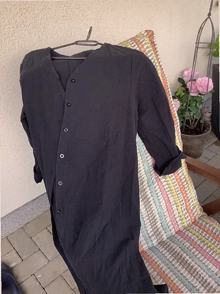 Damen Leinen Baumwolle Kleid Lang schwarz Gr. M/L neu mit Etikett