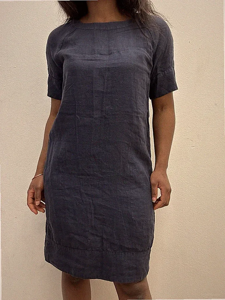 Damen Leinen Kleid locker sitzend in Blau von Marc O'Polo in XS / S