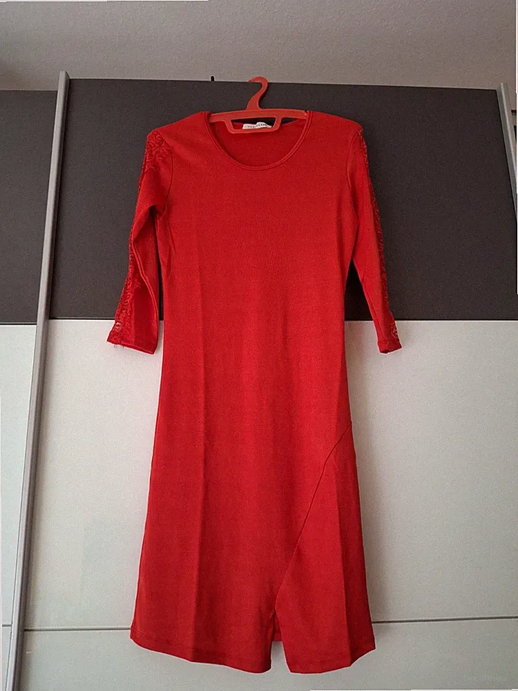 Damen Minikleid Stretch Spitze Beinschlitz Wickeloptik Bodycon Halbarm Etui