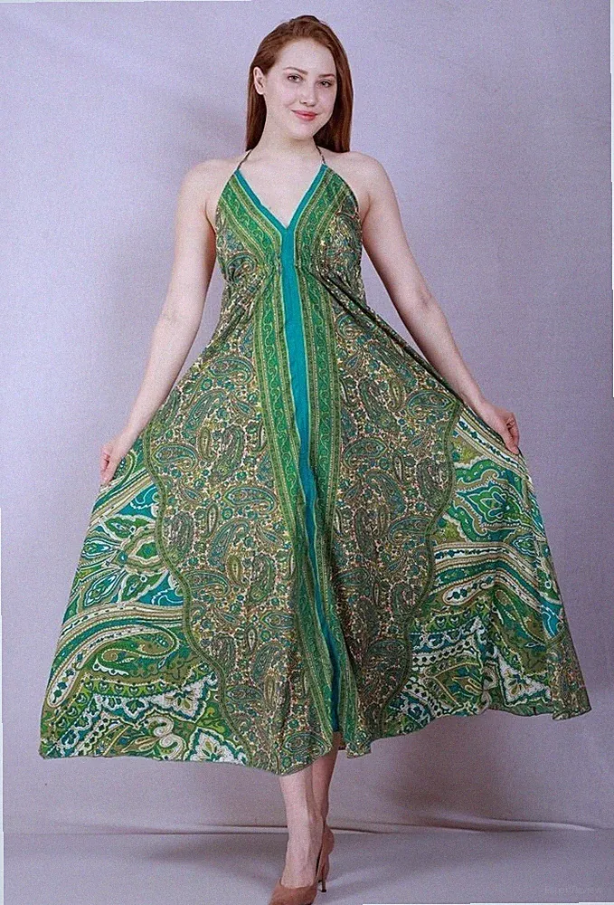 Damen Neckholder ärmellos bedruckt lang Maxi Sommerkleid Großhandel Mix Posten