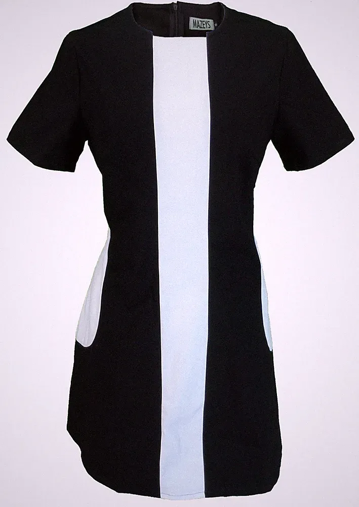 Damen Retro Mod Vintage schwarz-weiß Kleid