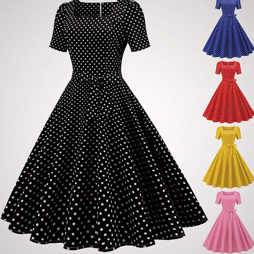 Damen Retro Rockabilly Petticoat 50er60er Partykleid Abend Vintage Swing Kleid👗