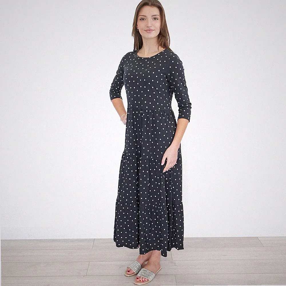 Damen Seasalt Cornwall Linie Striche Kleid schwarz gepunktet entspannt Stufen